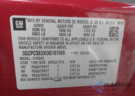 2013 Chevrolet Silverado 1500 Lt from USA, damaged, VIN 3GCPCSE0XDG187968